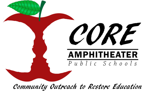 CORE Amphitheater Public Schools Community Outreach to Restore Education (apple core logo with two childrens faces) 